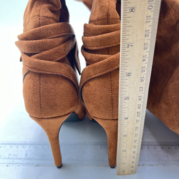 FSJ Women Elegant Pointed Closed Toe Knee High Long Boot Pull On Mid Heels Boot - Picture 5 of 8